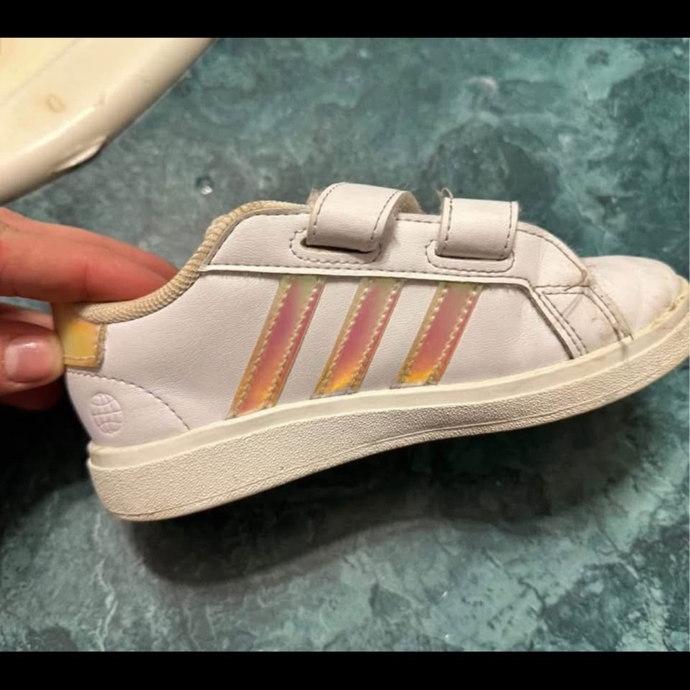 Adidas Kids White and Pink Sneakers